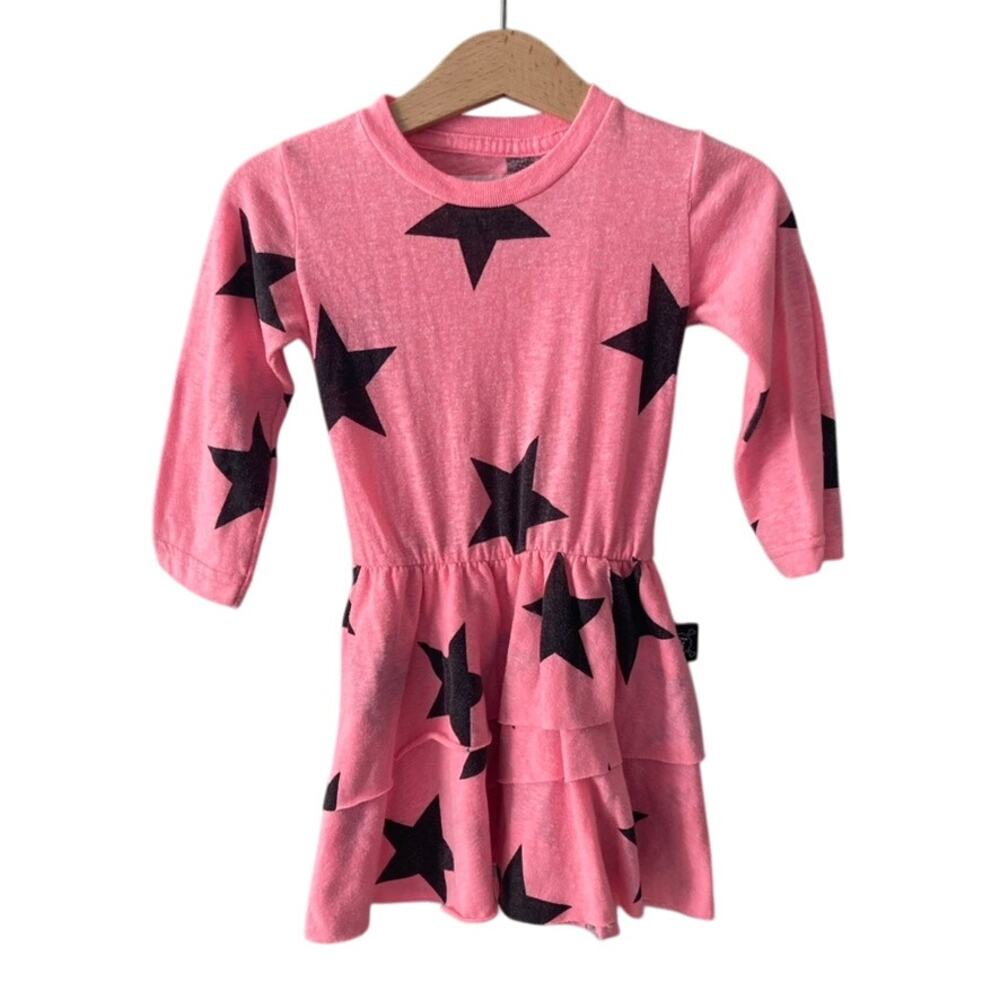 Nununu Star Multilayered Dress - Hot Pink - 18-24M